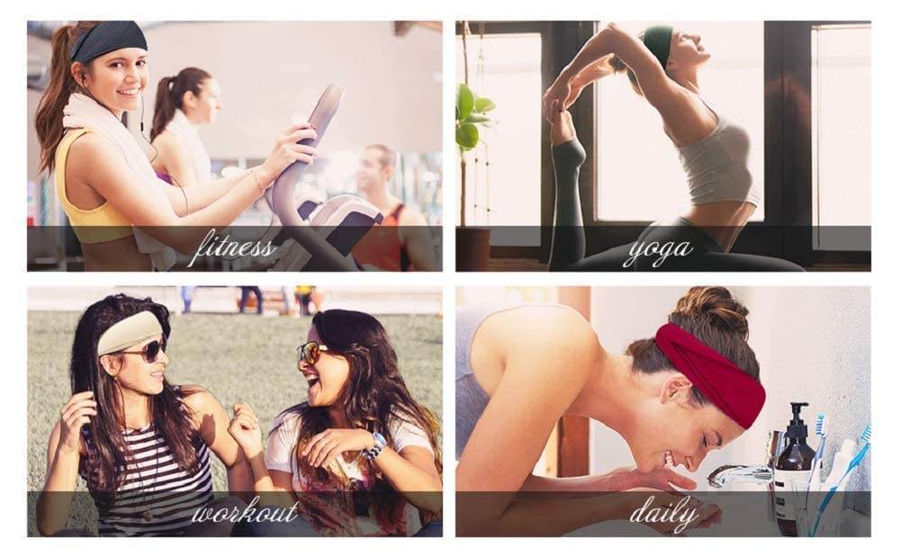 Huachi Non Slip Headbands for Fashion Workout Yoga Sports Exercise Sweatbands Summer Accessories Elastic Bands - zenfulharmony.com