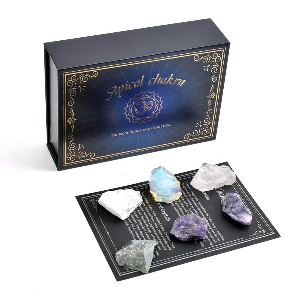Chakra Crystals Gift Set, 6 pcs Chakra Healing Crystals with Chakra Stones Box Set Chakra Stones Healing Stones for Beginners Meditation, Yoga, Wicca, Birthday Gifts (Apical Chakra) - zenfulharmony.com