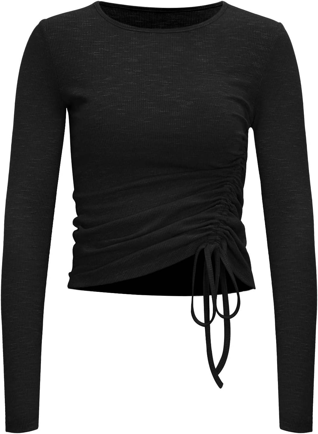 Womens Long/Short Sleeve Workout Tops Ruched Side Yoga Atheltic Shirt Slim Fitted - zenfulharmony.com