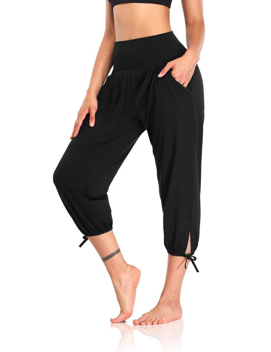 DIBAOLONG Womens Yoga Pants Capri Loose Workout Sweatpants Comfy Lounge Joggers with Pockets Black XL - zenfulharmony.com