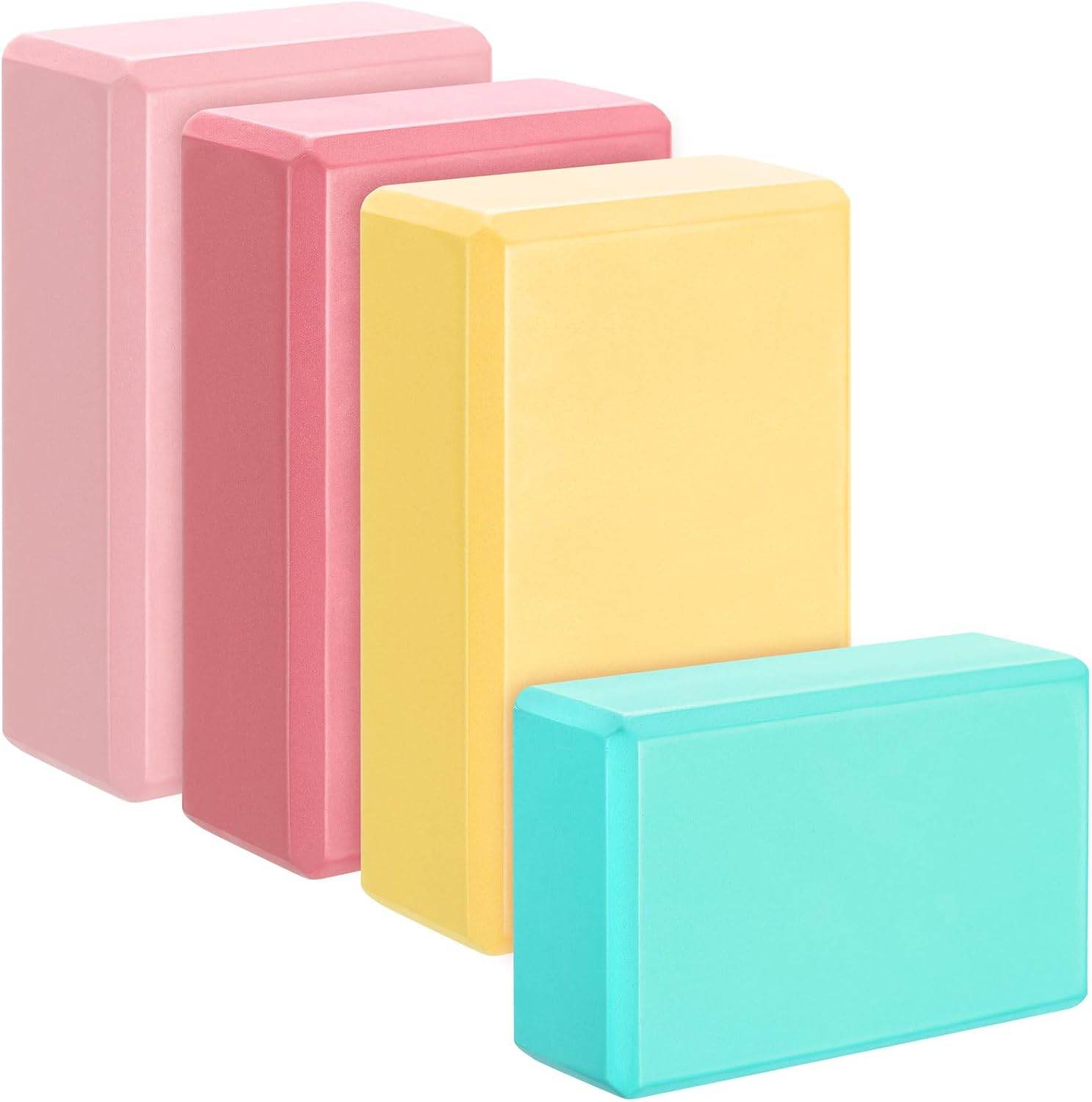 4 Pcs Yoga Blocks 9''x6''x3'' High Density Yoga Brick Foam EVA Lightweight Non Slip Supportive Foam Blocks for Pilates Stretching Meditation Women Men Yogi Beginners - zenfulharmony.com