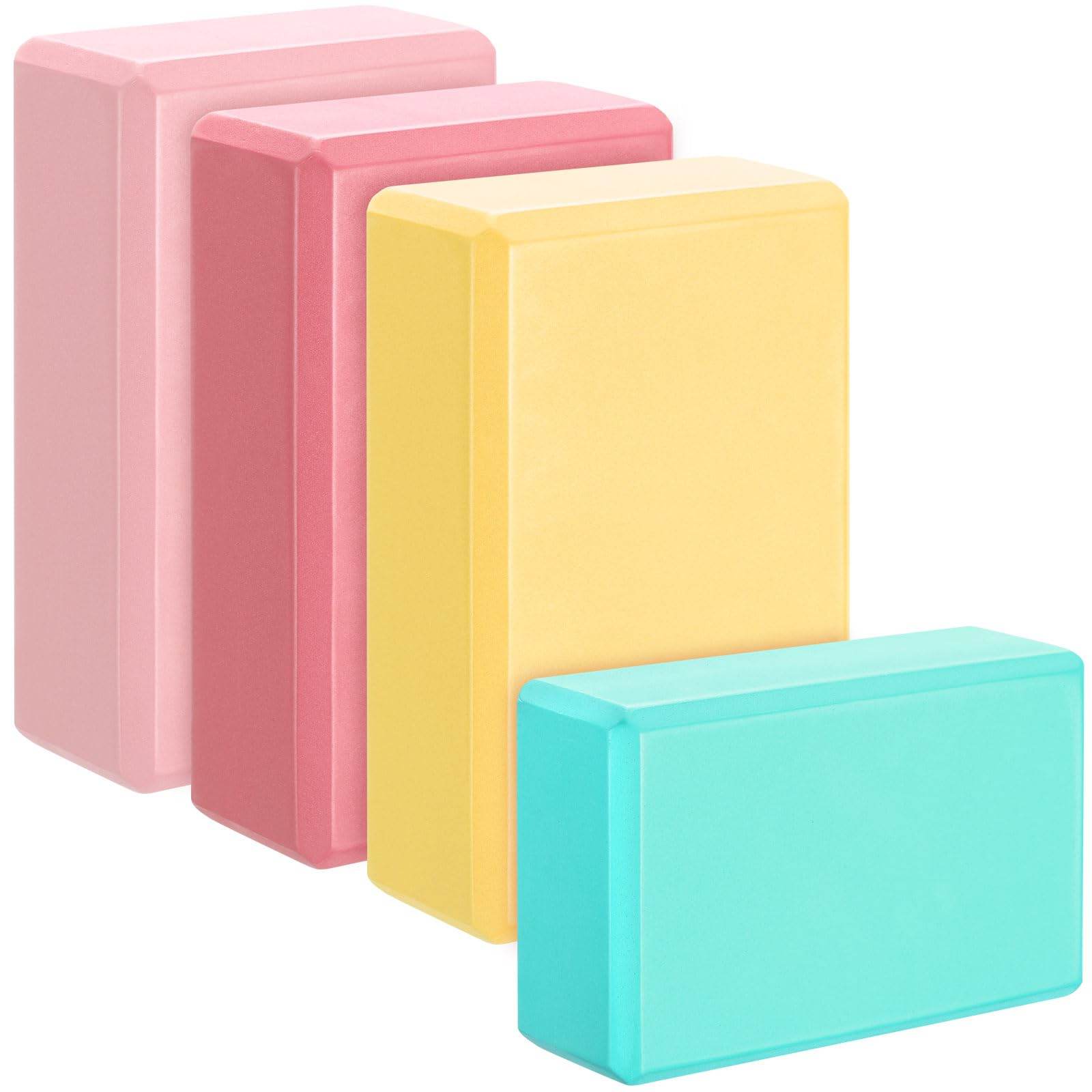 Arrowbash 4 Pcs Yoga Blocks 9''x6''x3'' High Density Yoga Brick Foam EVA Lightweight Non Slip Supportive Foam Blocks for Yoga Pilates Stretching Meditation Women Men Yogi Beginners (Macaron Color) - zenfulharmony.com