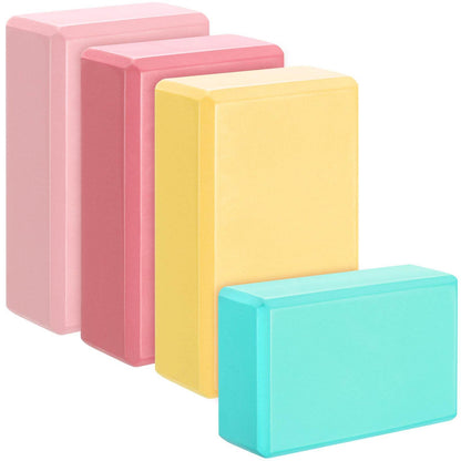 Arrowbash 4 Pcs Yoga Blocks 9''x6''x3'' High Density Yoga Brick Foam EVA Lightweight Non Slip Supportive Foam Blocks for Yoga Pilates Stretching Meditation Women Men Yogi Beginners (Macaron Color) - zenfulharmony.com