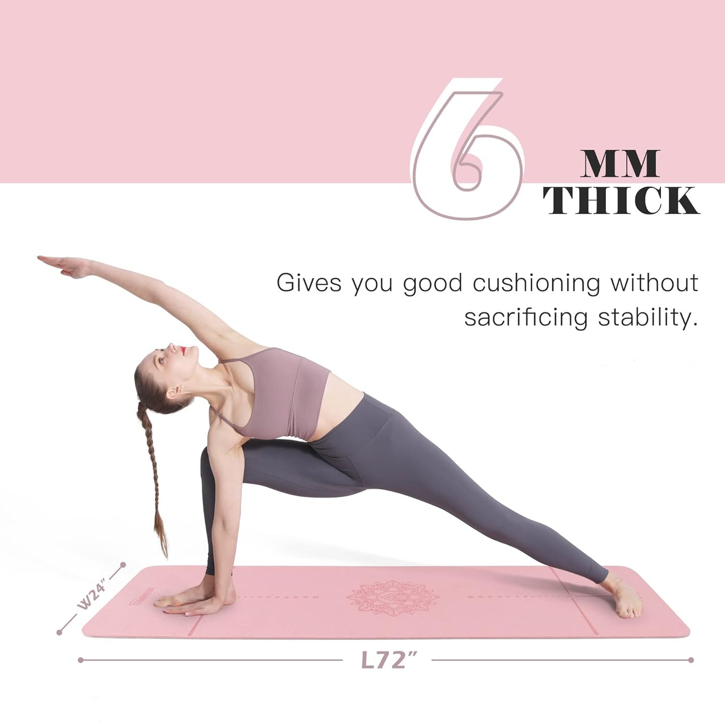 Yoga Mat Non Slip, Pilates Fitness Mats, Eco Friendly, Anti-Tear 1/4" Thick Yoga Mats for Women, Exercise Mats for Home Workout with Carrying Sling and Storage Bag - zenfulharmony.com