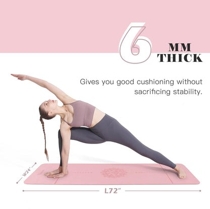 Yoga Mat Non Slip, Pilates Fitness Mats, Eco Friendly, Anti-Tear 1/4" Thick Yoga Mats for Women, Exercise Mats for Home Workout with Carrying Sling and Storage Bag - zenfulharmony.com