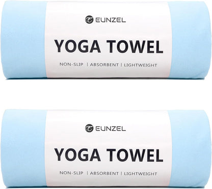 Eunzel 2 Pack Hot Yoga Towel Non Slip Yoga Mat Towel Non-Slip Sweat Absorbent Microfiber Towel for Hot Yoga, Pilates and Workout 72" x 26.5", Blue/Purple - zenfulharmony.com