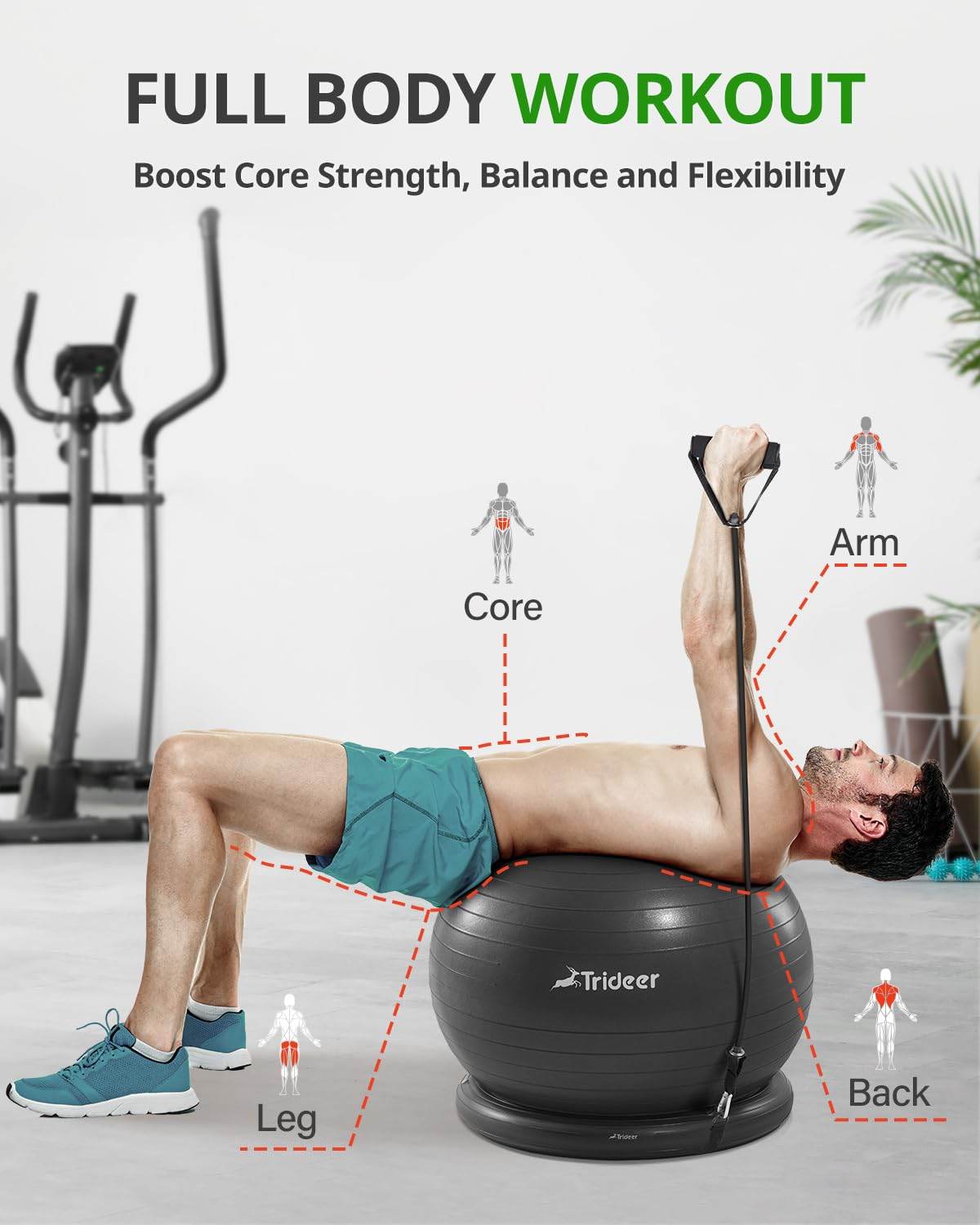 Trideer Ball Chair Yoga Ball Chair Exercise Ball Chair with Base & Bands for Home Gym Workout Ball for Abs, Stability Ball & Balance Ball Seat to Relieve Back Pain (XL(27-30ines/68-75cm), Black) - zenfulharmony.com