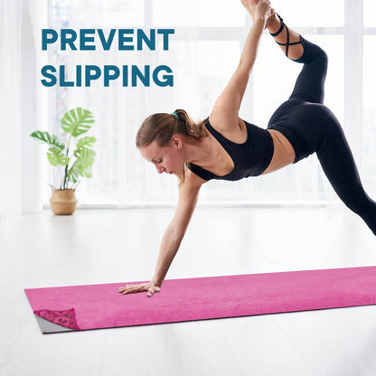 Yuilgdo Yoga Towels, Non Slip Hot Yoga Mat Towel with Grip Dots,Super-Absorbent Soft Microfiber Yoga Blanket for Pilates, Fitness and Workout 72inch x 24inch (Hot Pink) - zenfulharmony.com