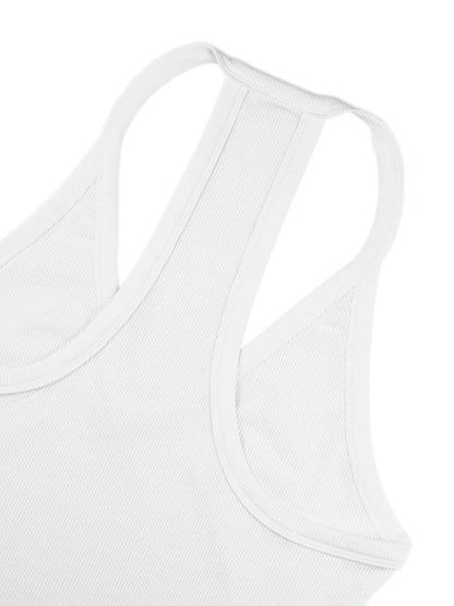 iGENJUN Workout Tops for Women Racerback Tank Tops Yoga Gym Ribbed Sleeveless Shirts Clothes,M,White - zenfulharmony.com