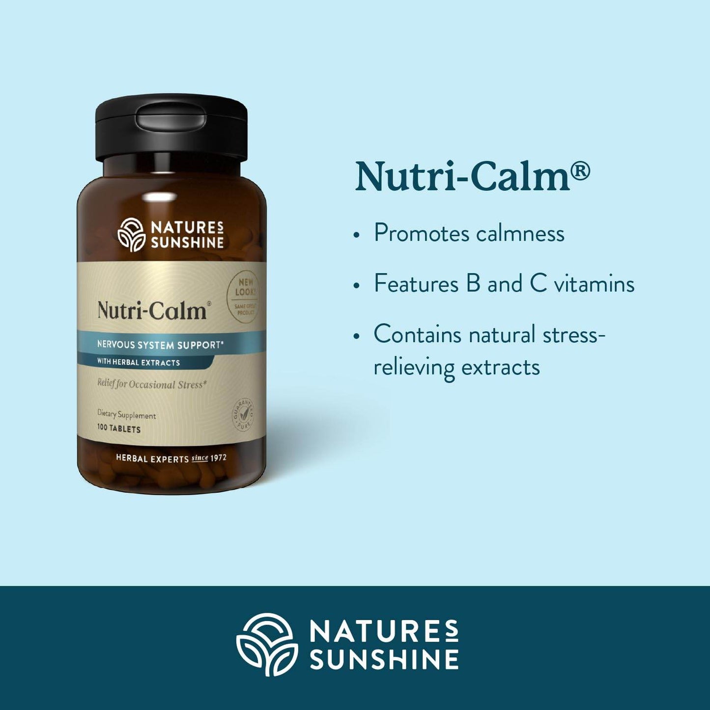 Nature's Sunshine Nutri-Calm - Herbal Stress Relief Supplement, Natural Relief for Adults, Happy Pills for Stress, Sleep & Mood Support, Mood Boost - 100 Tablets - zenfulharmony.com