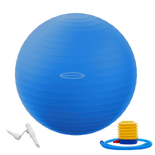 Fitvids Anti-Burst and Slip Resistant Exercise Ball Yoga Ball Fitness Ball Birthing Ball with Quick Pump, 2,000-Pound Capacity, Blue, 22-inch, M - zenfulharmony.com