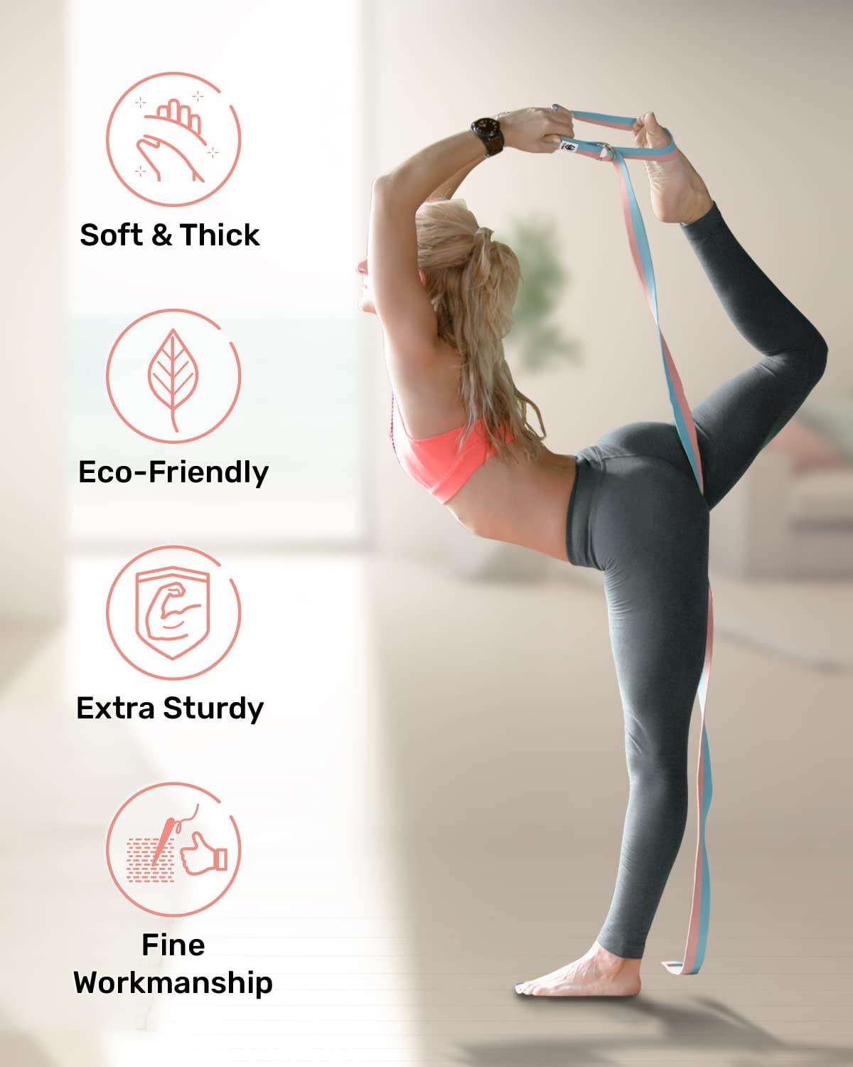 Tumaz Yoga Strap/Stretch Bands [15+ Colors, 6/8/10 Feet Options] with Extra Safe Adjustable D-Ring Buckle, Durable and Comfy Delicate Texture - Best for Daily Stretching, Physical Therapy, Fitness - zenfulharmony.com