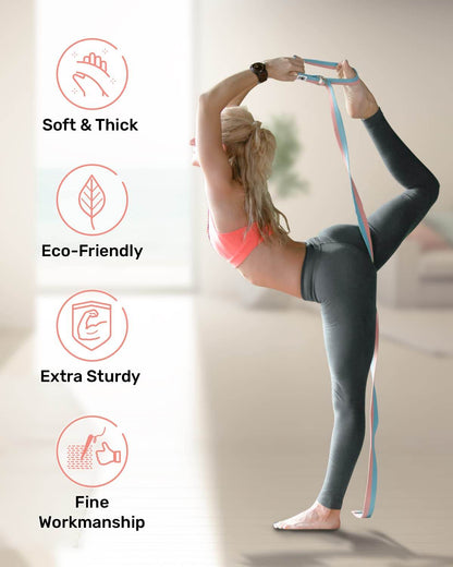 Tumaz Yoga Strap/Stretch Bands [15+ Colors, 6/8/10 Feet Options] with Extra Safe Adjustable D-Ring Buckle, Durable and Comfy Delicate Texture - Best for Daily Stretching, Physical Therapy, Fitness - zenfulharmony.com