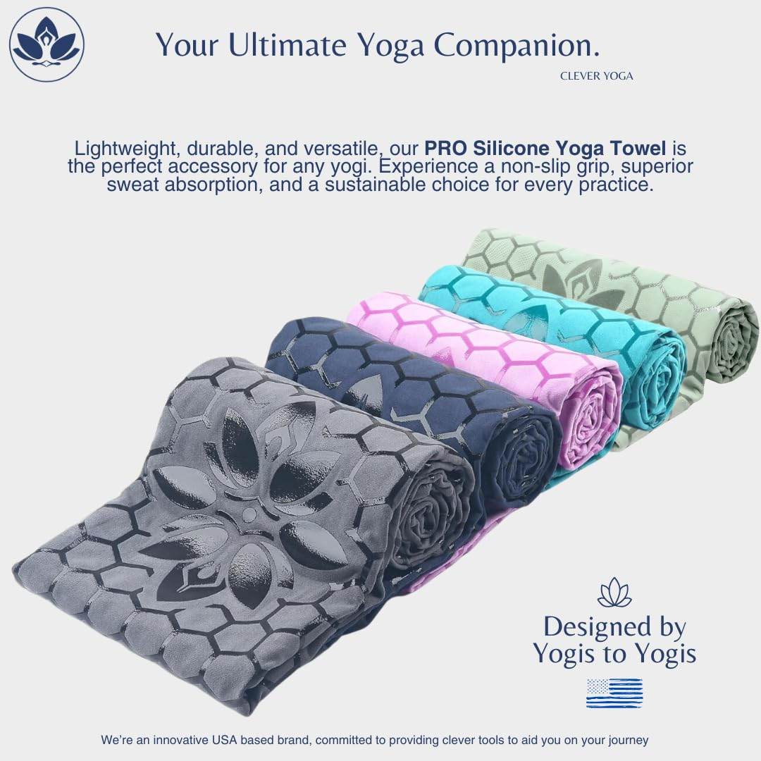Clever Yoga - Yoga Towel Mat, Sweat Absorbent Suede Hot Yoga Mat Towel, Hot Yoga Towel with Honeycomb Design for Hot Yoga, Non-Slip Yoga Mat for Hot Pilates, Hot Yoga Towels for Women - Blue - zenfulharmony.com