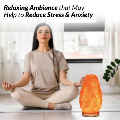WBM Salt Lamp – USB Himalayan Salt Lamp with Touch Dimmer Control | Wooden Base | LED Bulb | 5-7lbs - zenfulharmony.com