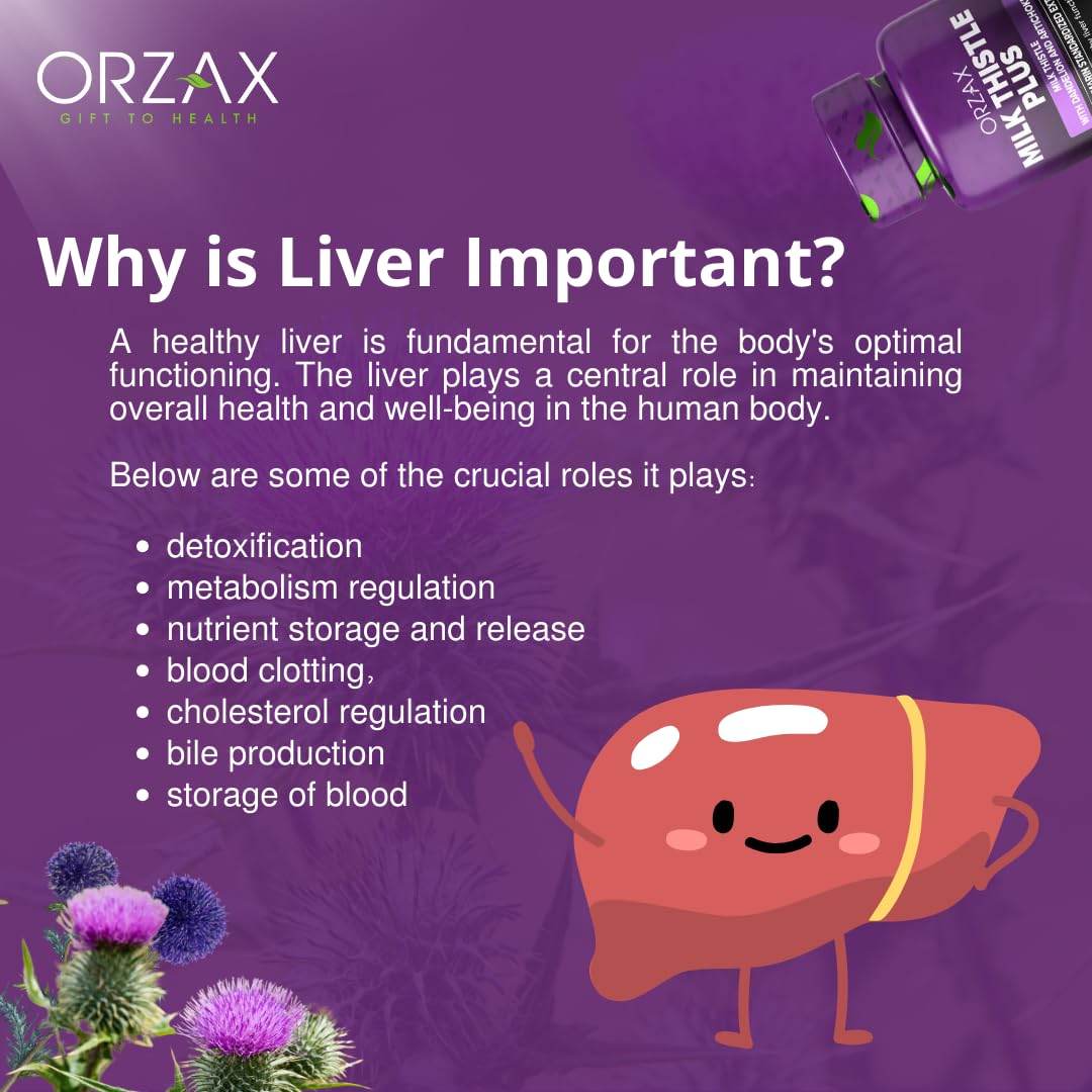 ORZAX Milk Thistle 250 mg - Herbal Supplement with 80% Silymarin Supplement, Dandelion, Artichoke Extract - Halal and Dairy-Free - 120 Vegetable Capsules - zenfulharmony.com