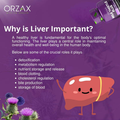 ORZAX Milk Thistle 250 mg - Herbal Supplement with 80% Silymarin Supplement, Dandelion, Artichoke Extract - Halal and Dairy-Free - 120 Vegetable Capsules - zenfulharmony.com