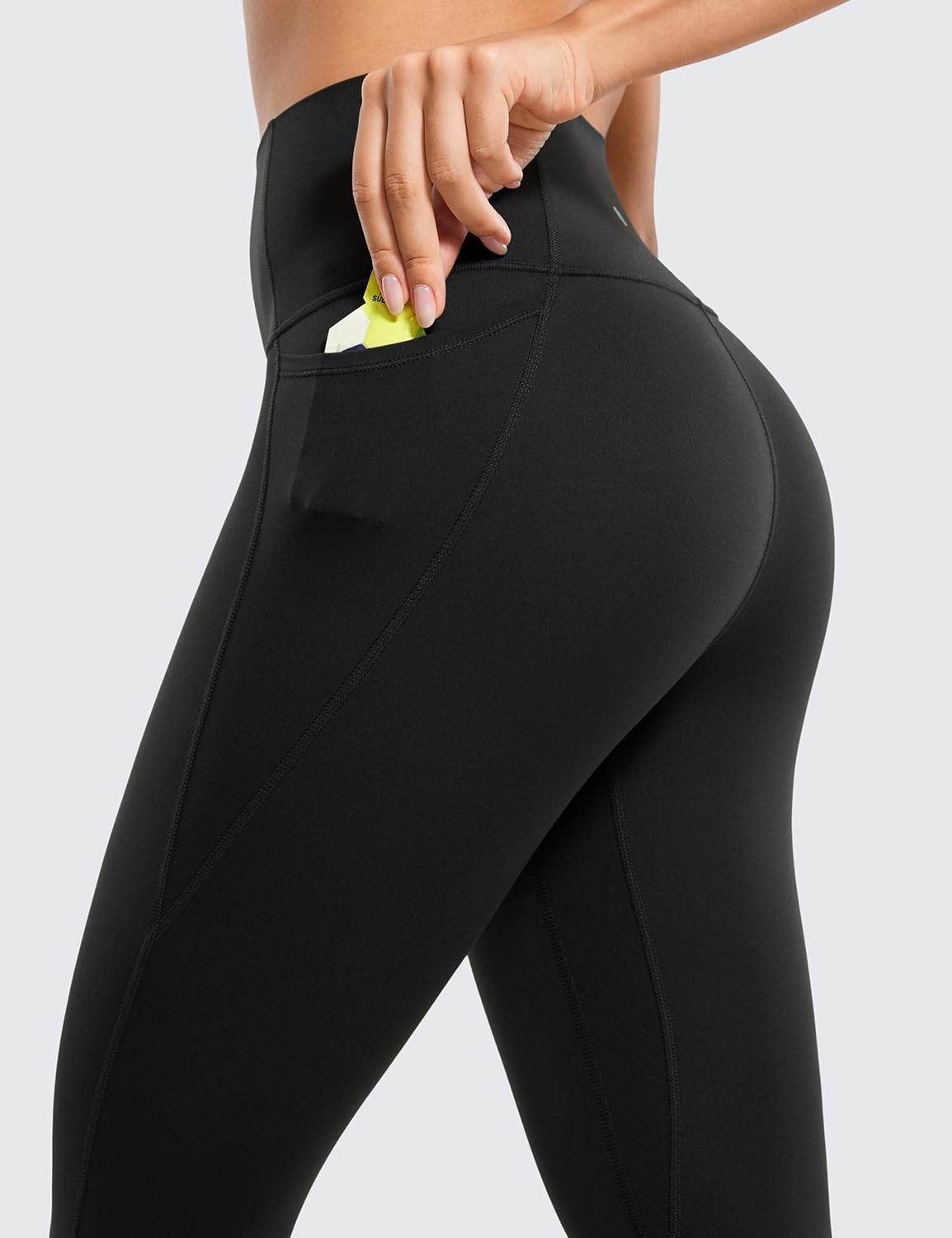 CRZ YOGA Womens Butterluxe Workout Leggings 25 Inches - High Waisted Gym Yoga Pants with Pockets Buttery Soft Black Medium - zenfulharmony.com