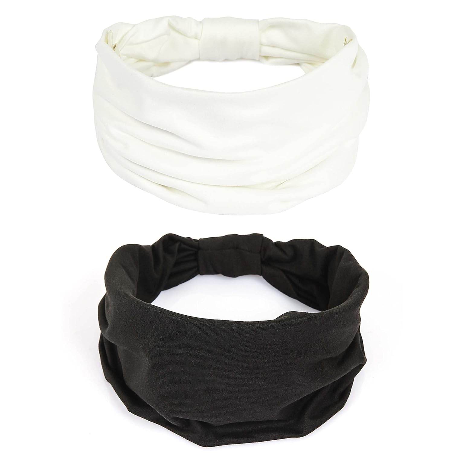 GILI 6 Pack Wide Headbands for Women Non Slip Soft Elastic Hair Bands Yoga Running Sports Workout Gym Head Wraps, Knotted Cotton Cloth African Turbans Bandana (with 6 Pcs Hair Ties) - zenfulharmony.com
