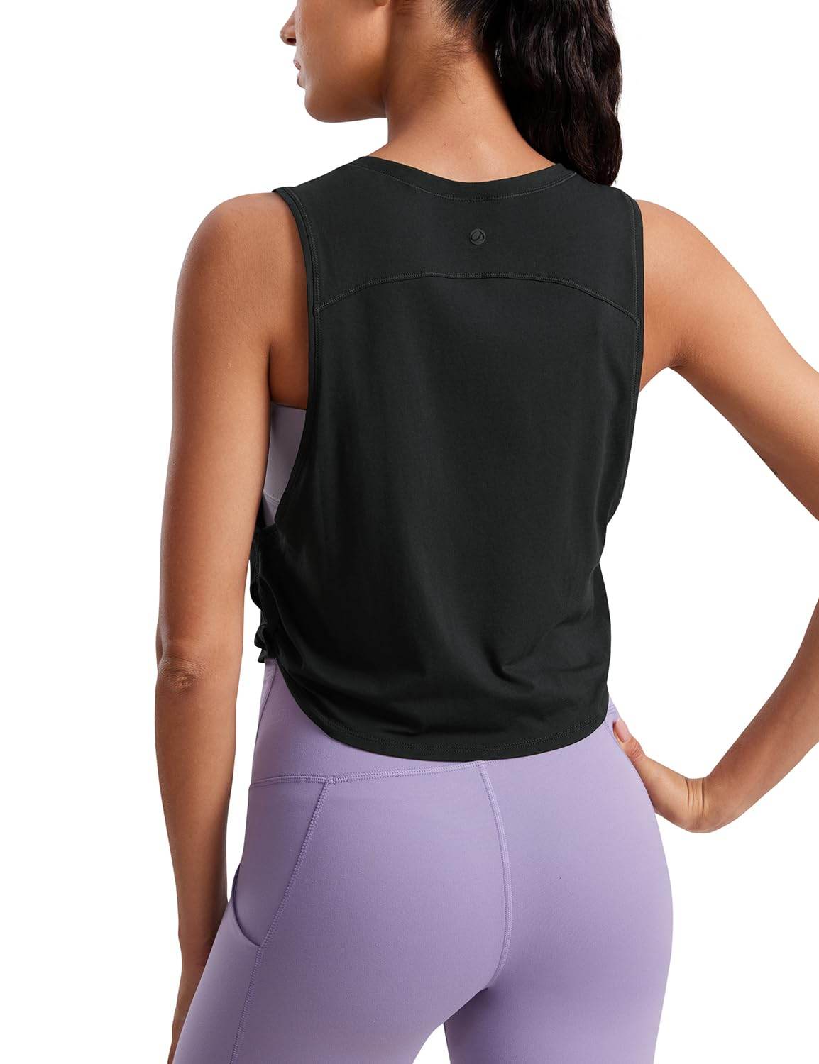 CRZ YOGA Pima Cotton Cropped Tank Tops for Women - Sleeveless Sports Shirts Athletic Yoga Running Gym Workout Crop Tops Black Small - zenfulharmony.com