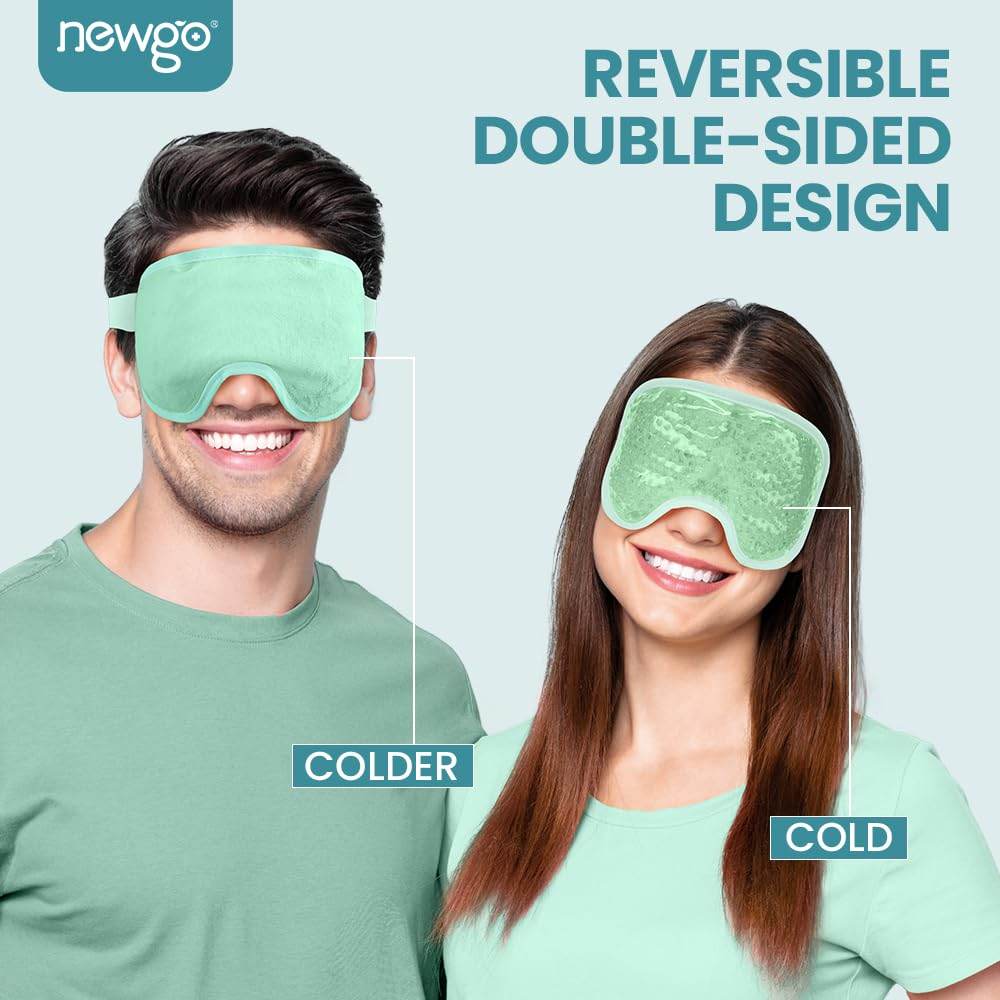 NEWGO Cooling Eye Mask Cold Gel Eye Mask for Eye Puffiness, Tired Eyes, Migraines, Stress, Itchy Eyes, Eye Lid Surgery, Eye Relief Mask for Sleeping, Skin Care, Eye Spa - Green - zenfulharmony.com