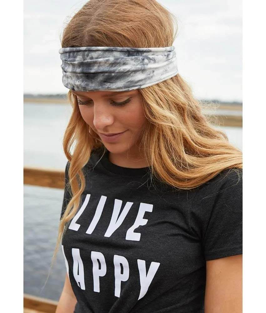 Huachi Women's Headbands for Yoga, Workout, Exercise - 6Pcs Elastic Hair Bands for Women's Hair - Tie Dye Bandeau Headband Sweatbands - Comfy Material - Upgraded Design - One Size - Black - zenfulharmony.com