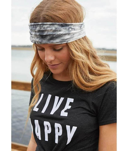 Huachi Women's Headbands for Yoga, Workout, Exercise - 6Pcs Elastic Hair Bands for Women's Hair - Tie Dye Bandeau Headband Sweatbands - Comfy Material - Upgraded Design - One Size - Black - zenfulharmony.com