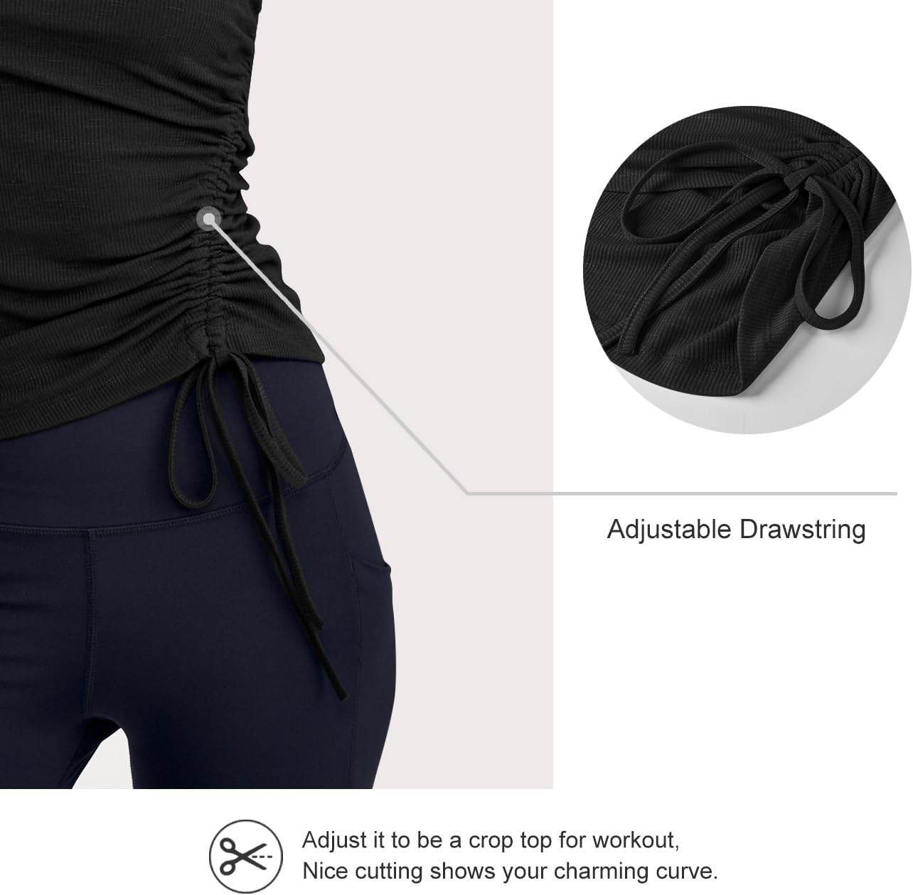 Womens Long/Short Sleeve Workout Tops Ruched Side Yoga Atheltic Shirt Slim Fitted - zenfulharmony.com