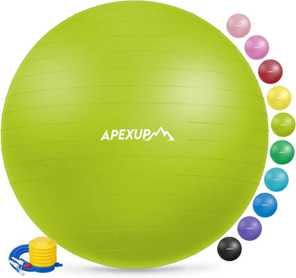 APEXUP Yoga Ball Exercise Ball, Pilates Ball, Anti Slip Stability Ball, Heavy Duty Gym Ball for Fitness, Balance, Core Workout, Physical Therapy - zenfulharmony.com