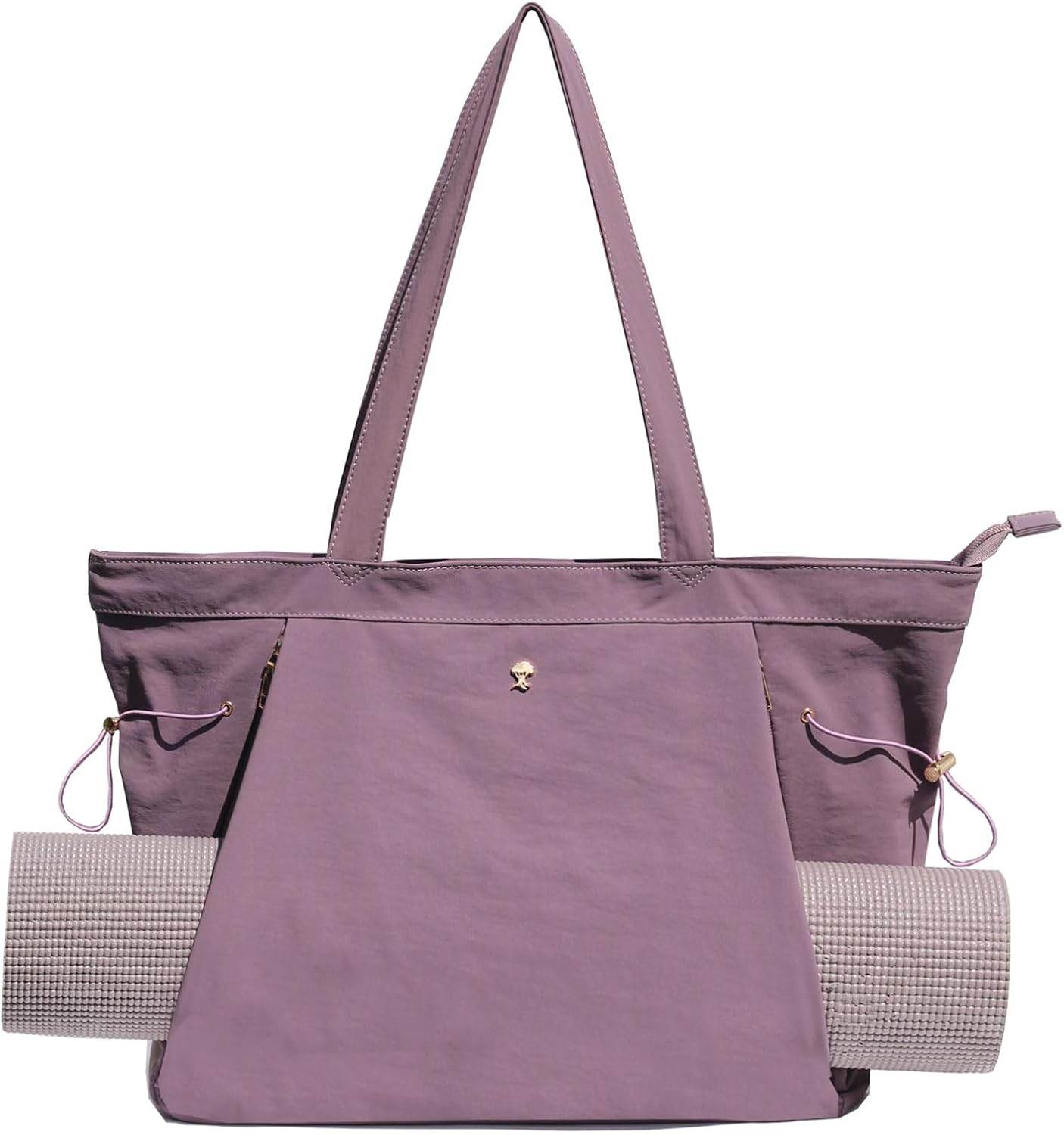 ESVAN Yoga Tote Bag for Women Shoulder Bags Drawstring for Office Workout Travel Carryall Pilates Gym and Beach - zenfulharmony.com