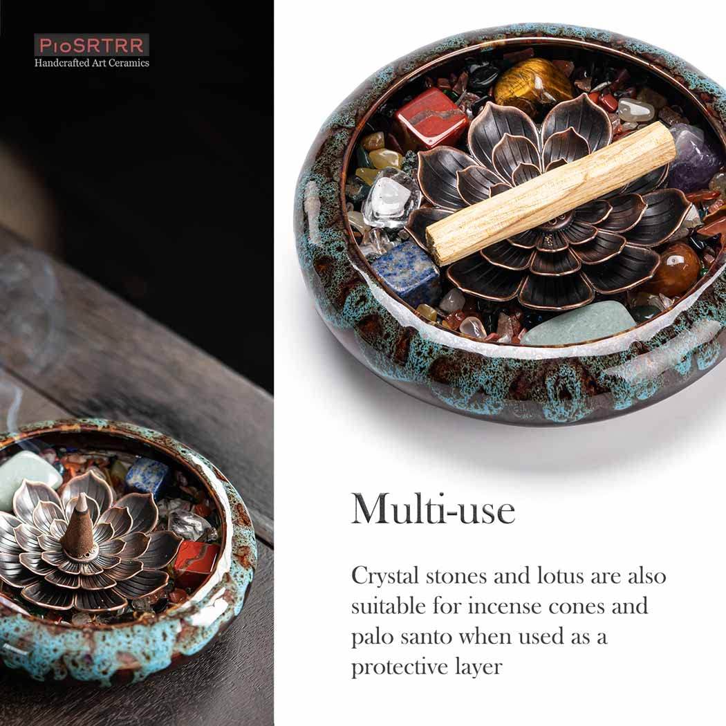 PIOSRTRR Incense Stick Holder-Crystal Lotus Incense Holder,Ceramic Incense Burner - zenfulharmony.com