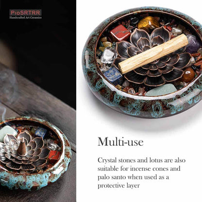 PIOSRTRR Incense Stick Holder-Crystal Lotus Incense Holder,Ceramic Incense Burner - zenfulharmony.com