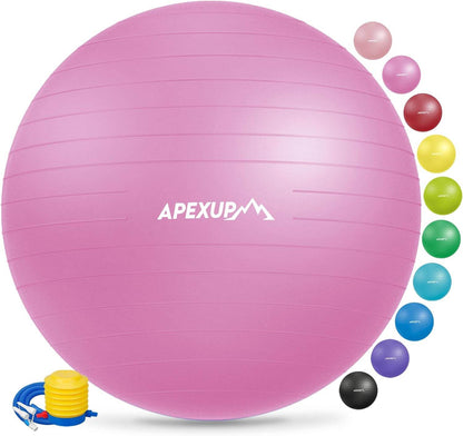 APEXUP Yoga Ball Exercise Ball, Pilates Ball, Anti Slip Stability Ball, Heavy Duty Gym Ball for Fitness, Balance, Core Workout, Physical Therapy - zenfulharmony.com