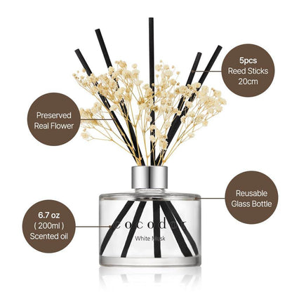 COCODOR Flower Reed Diffuser Set / 6.7oz / Garden Lavender/Scent Diffuser with Sticks Home Fragrance Oil Reed Diffuser for Bathroom Shelf Decor - zenfulharmony.com