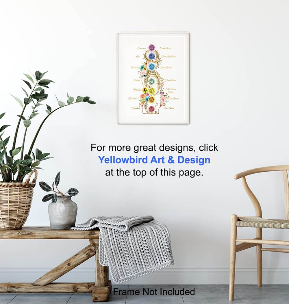 Zen Buddhism Chakra Decor - Spiritual Meditation Namaste Wall Art - Gift for New Age, Buddha, Yoga Fan, Women - Floral Decoration for Home, Spa, Bedroom, Living Room -8x10 Boho Picture Poster - zenfulharmony.com