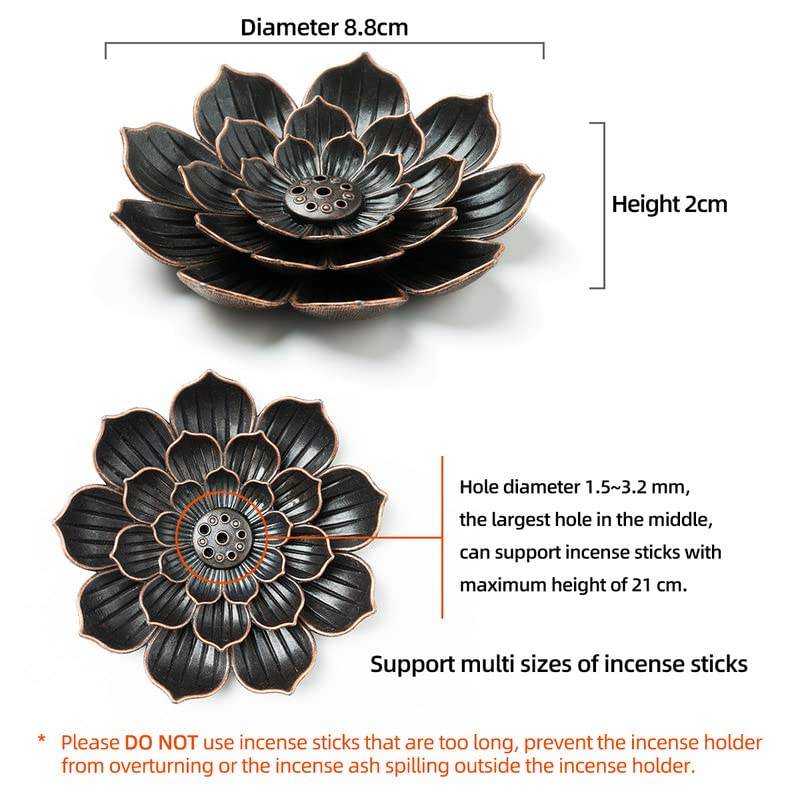 GARMOLY Incense Burner, Incense Holder for Sticks, Brass Lotus Incense Stick Holder and Detachable Ash Catcher - zenfulharmony.com