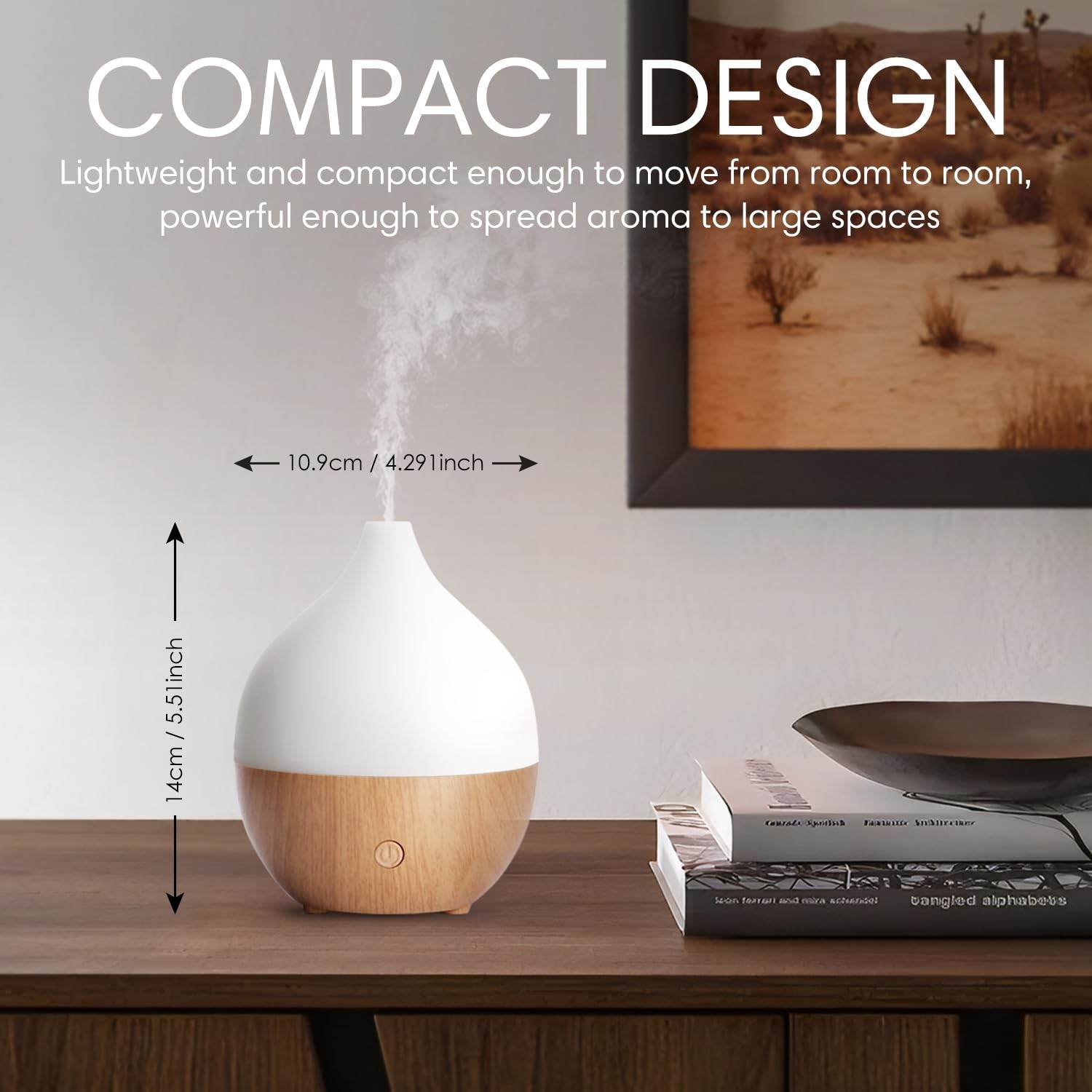 SALKING Essential Oil Diffuser, 100ml Small Aromatherapy Diffuser with Auto Shut-Off Function, Ultrasonic Diffusers for Essential Oils, Cool Mist Humidifier with Warm White Lights, for Office Home - zenfulharmony.com