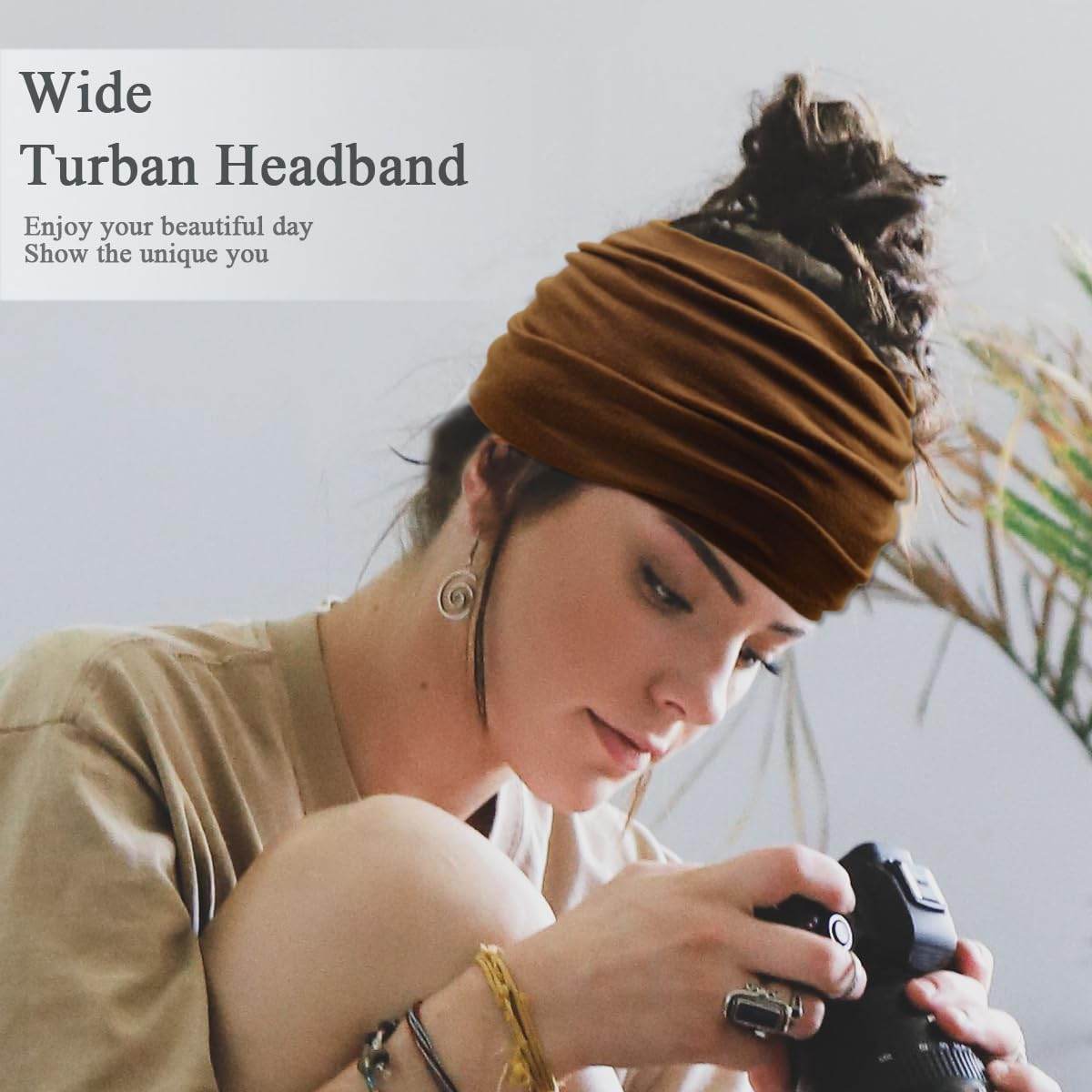 Sefiinh Wide Headbands For Women Stretch Headband Boho Head Bands Women's Hair Band Turban Workout Hairband Accessories 6 Pack - zenfulharmony.com