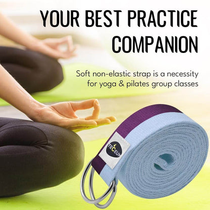 TECEUM Yoga Strap & Mat Strap – 2 IN 1 – Cotton – 6 ft 8 ft 10 ft (30+ colors) – Adjustable Non-Slip Belt for Yoga, Pilates, Stretching, Physiotherapy, Fitness & Home Workout – For Carrying Mats - zenfulharmony.com