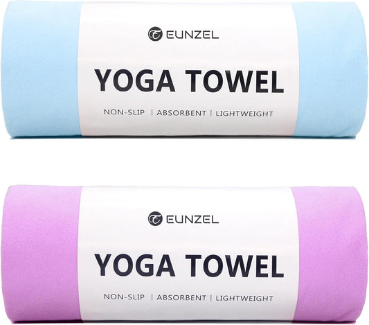 Eunzel Hot Yoga Towel Non Slip Yoga Mat Towel Non-Slip Sweat Absorbent Microfiber Towel for Hot Yoga, Pilates and Workout 72" x 26.5", Blue - zenfulharmony.com
