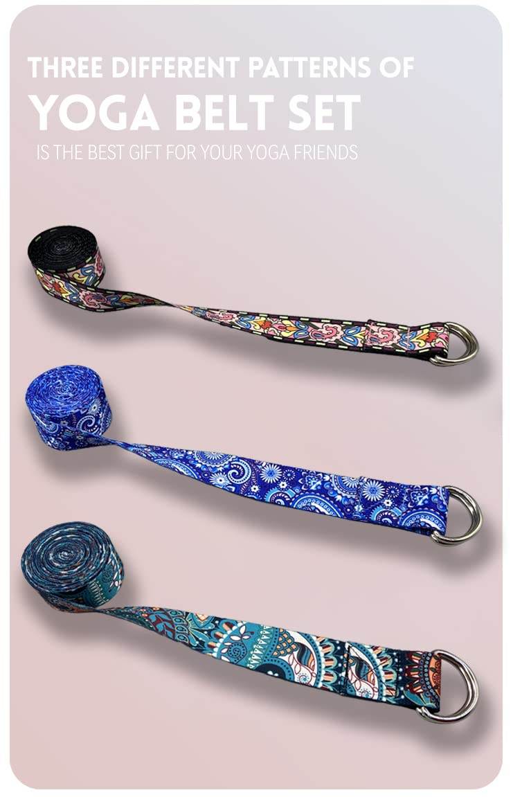 Aozora Yoga Strap for Stretching Yoga Bands Yoga Belt Pilates Straps with Extra Safe Adjustable D-Ring Buckle, 8 feet Non-Elastis Yoga Accessories for Pilates (Celestial-3 pack) - zenfulharmony.com