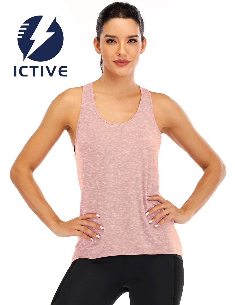 ICTIVE Women's Cross Backless Racerback Tank Top - Yoga & Workout Muscle Shirt - Apricot S - zenfulharmony.com