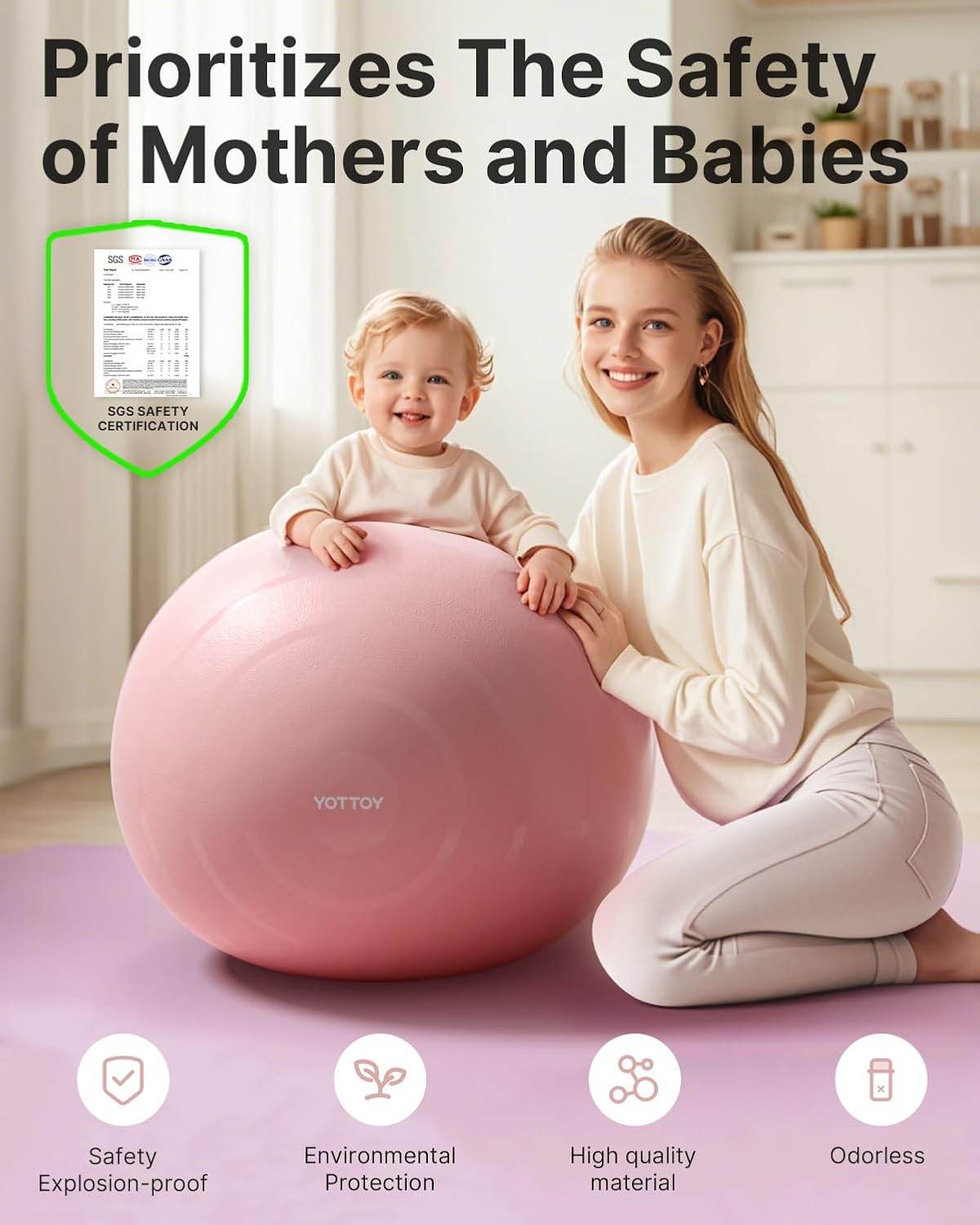 YOTTOY Anti-Burst Exercise Ball for Working Out, Yoga Ball for Pregnancy,Extra Thick Workout Ball for Physical Therapy,Stability Ball for Ball Chair Fitness with Pump - zenfulharmony.com