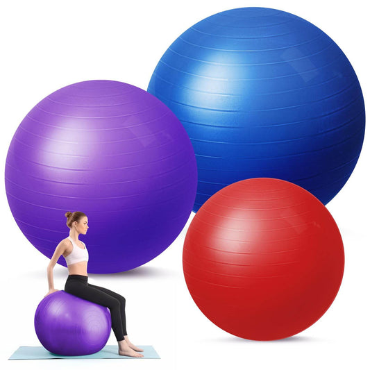 Honoson 3 Pcs Exercise Ball Large Yoga Ball Pregnancy Ball 3 Size Fitness Ball Multiple Sizes Yoga Ball Chair for Office Home Labor Gym Birth Balance, 55/65/75cm (Red, Blue, Dark Purple) - zenfulharmony.com