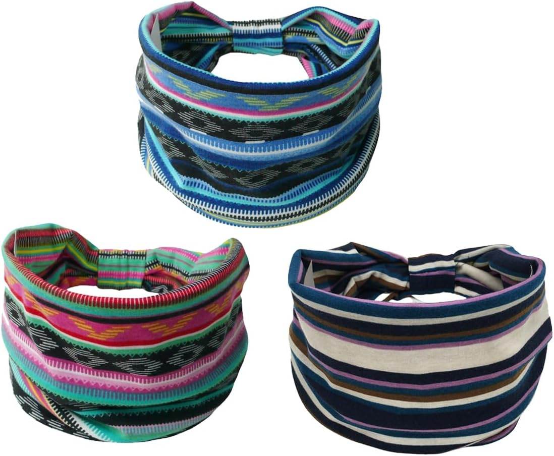 K-Elewon 3 Pack Women Wide Elastic Head Wrap Headband Sports yoga Hair Band - zenfulharmony.com