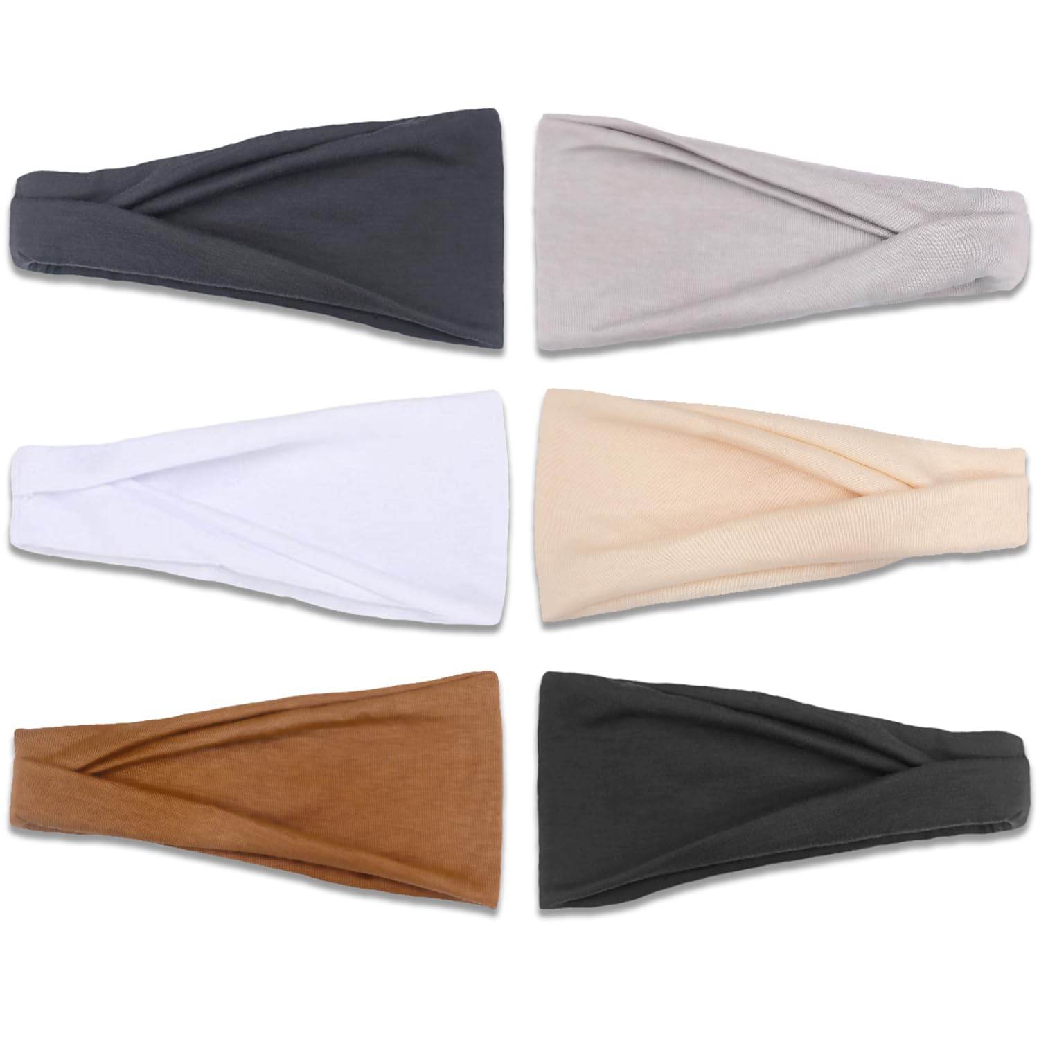 IVARYSS Headbands for Women, Non-Slip, Premium Stretchy Head Bands Hair Accessories,Wear for Yoga, Fashion, Working Out, Travel or Running, 6 Pack, Neutral - zenfulharmony.com