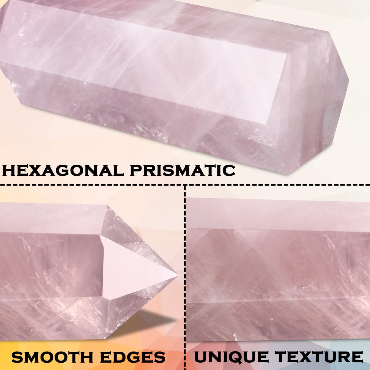 CASMON Large Healing Crystal Wands 3.9"-4.3"(10-11cm), Natural Rose Quartz Obelisk Crystal Tower Stone, 6 Faceted Single Healing Crystal Point for Reiki Chakra Meditation Therapy (1PC) - zenfulharmony.com