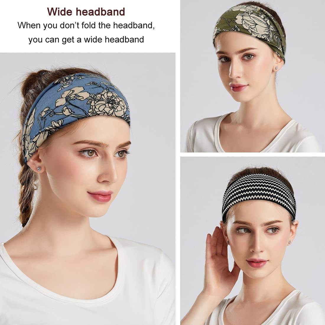 Boho Headbands For Women Fashion Wide Headband Yoga Workout Head Bands Hair Accessories Band 6 Pack - zenfulharmony.com