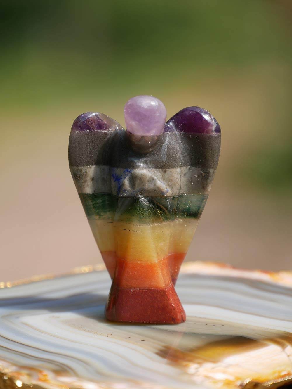 Seven Chakra - Chakra Stones - Crystal Angel Statue - Pocket Crystal - 7 Chakra Crystals - Collectible Figurine Statues - Positive Energy Gifts for Women - zenfulharmony.com