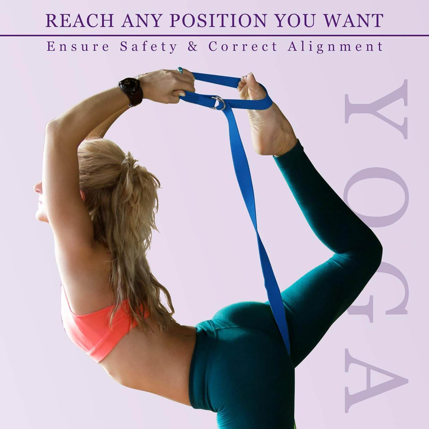 Leyndo 24 Pieces Yoga Strap Stretching Pilates Exercise Adjustable Straps 6 ft Non Elastic Yoga Belt with Adjustable D Ring Buckle for Pilates Gym Workouts Fitness - zenfulharmony.com